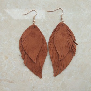 Ingrosso orecchini <span class=keywords><strong>in</strong></span> <span class=keywords><strong>pelle</strong></span> di lana con nappine a doppio strato retrò - Product Image 5
