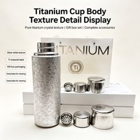 Bouteille isotherme portable en titane de 420 ml avec texture martelée, isolation sous vide, pour café et thé, avec bouchon argenté, idéale pour le camping, la randonnée et les activités de plein air