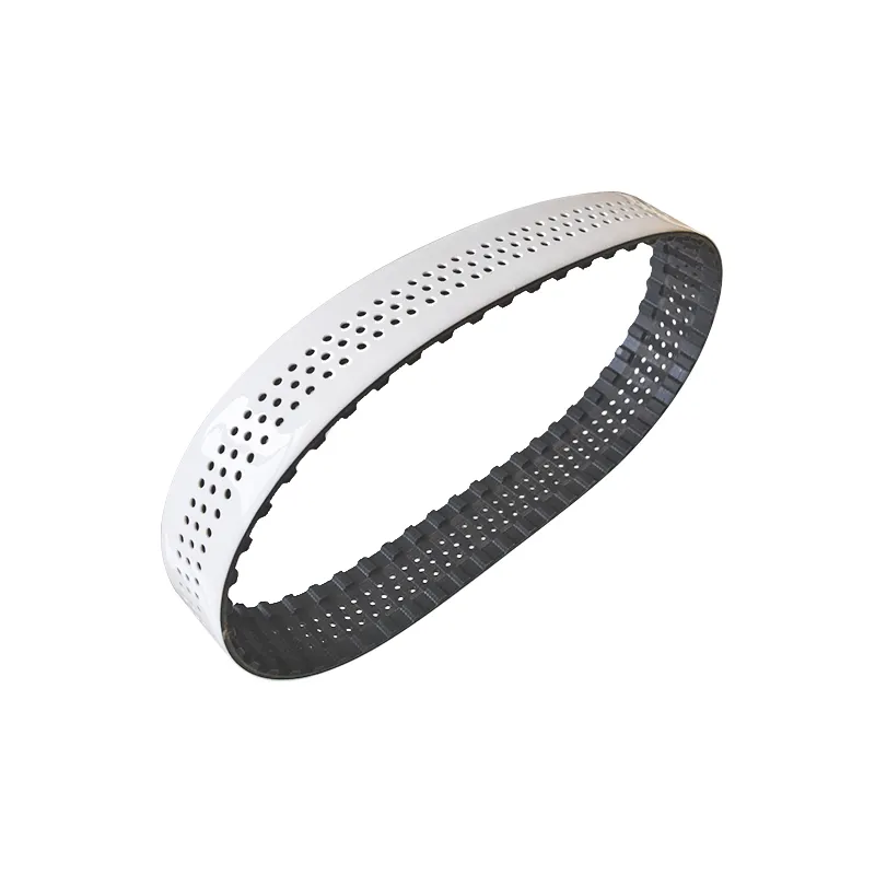 Seamless anti-sticking 285L type white silicone coating rubber timing belt with holes