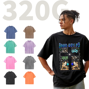 Camiseta del equipo SSC, venta al por mayor, personalizada, 320g, cuello redondo relajado, tendencias suaves, trabajo de lavado de piedra con logotipo personalizado, camiseta de entrenamiento MOQ baja para el equipo - Product Image 1