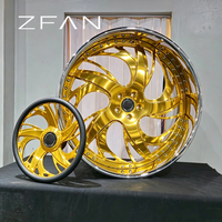 Rines ZFAN de 18-26 Pulgadas, 5x127, Forjados en Aluminio 6061-T6, Cara Dorada, Borde Cromado, 2 y 3 Piezas, Cóncavos Profundos, Personalizados para Chevy Donks BMW