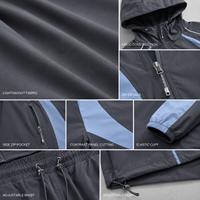 Ensemble de survêtement sportif pour homme, veste coupe-vent à capuche et short, couleur gris charbon, logo personnalisé, 2 pièces