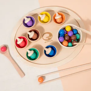 Hot sale Colorful Clip Beads Toy Color Sorting Game Hands-on Ability Wooden Beads Game Two in one