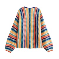 Großhandelslieferant Damen Strickjacke mit Laternenärmeln, Blumenmuster und Farbblockdesign, Modische Moderne Strickjacke