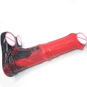 FAAK Mainan Seks Penis Karet Kuda Merah 24.5Cm Dildo Binatang Penis Dildo Dildo Kuda untuk Masturbasi Wanita