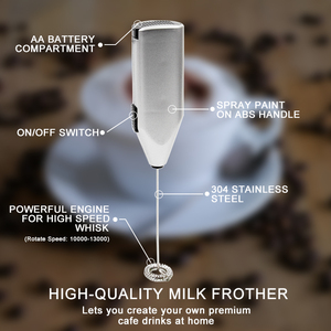 <span class=keywords><strong>Mousseur</strong></span> <span class=keywords><strong>à</strong></span> <span class=keywords><strong>lait</strong></span> électrique portatif en acier inoxydable pour les lattes, les cappuccinos, les cafés, utilisation en bar <span class=keywords><strong>à</strong></span> café - Product Image 6