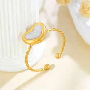 Fashion New Gold Plated Stainless Steel Classic Heart Shaped Gold Waterproof <b>Adjustable</b> <b>Rings</b> - Product Image 3