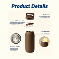 Bouteille isotherme en acier inoxydable avec logo personnalisé, avec couvercle, 590 ml/20 oz, anti-fuite, sans BPA, pour le camping, la randonnée en plein air