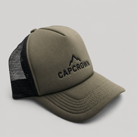 Casquette de baseball réglable en mousse et maille à 5 panneaux avec logo montagne brodé personnalisé, casquette de sport d'extérieur pour homme