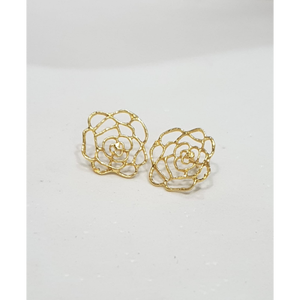 Pendientes de tuerca con filigrana de rosa, delicados adornos botánicos calados - Product Image 4