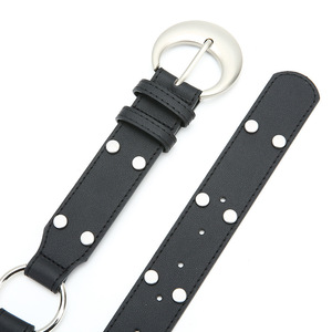 Ceinture vintage punk en cuir PU pour femme, boucle en forme <span class=keywords><strong>de</strong></span> croissant <span class=keywords><strong>de</strong></span> <span class=keywords><strong>lune</strong></span>, ceinture gothique à œillets cloutés pour robe et <span class=keywords><strong>jean</strong></span> - Product Image 3