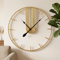Jam Dinding Logam Gaya Nordik Aksen Rumah 45.72*3.81*59.69CM Oval Jam Dinding Kayu Hitam Dekorasi Rumah
