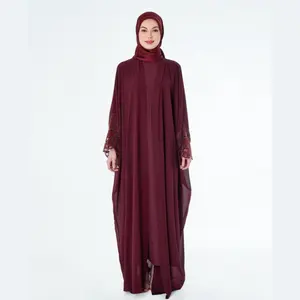 SIPO Eid控えめな着用Turkiyeアラビアンドレス女性アバヤフロントスパンコールカフタンブルカ女性服イスラム教徒アバヤドレス