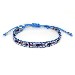 Bracelet bohème fait main en perles de pierre naturelle et de verre, bijoux tressés en cordon pour <span class=keywords><strong>femme</strong></span>, artisanat DIY, macramé réglable - Product Image 1
