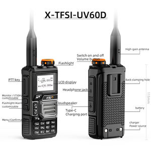 Intercomunicador Inalámbrico KSUN UV60D, <span class=keywords><strong>Walkie</strong></span>-<span class=keywords><strong>Talkie</strong></span> de Largo Alcance, Radio Portátil de Banda Aérea HAM, VHF UHF de Doble Banda, FCC GMRS - Product Image 5