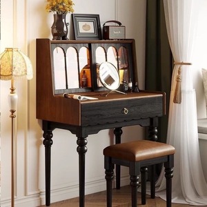 Midcentury Modern High End Oak Wood Vanity <strong>Desk</strong> with Storage for <strong>Bedroom</strong> and Bathroom Eco-Friendly Dressing Table - Product Image 2