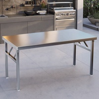 Table pliante rectangulaire commerciale de 6 pieds en acier inoxydable, tables pliantes pour mariage, table à manger longue et robuste pour l'extérieur et l'intérieur