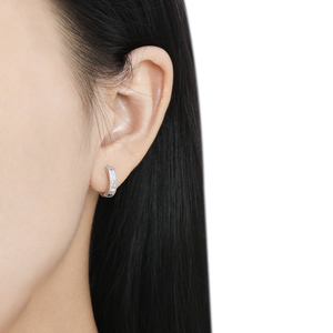 WMEA776 Boucles d'oreilles créoles CZ Rope Edge Chunky Hoops Boucles d'oreilles en argent sterling plaqué or avec zircon cubique. - Product Image 5