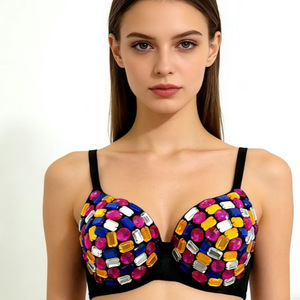 Decorazioni Punk con Strass e Perline per Spettacoli di Danza del Ventre in Discoteca, Reggiseno con Borchie, Costume Lingerie - Product Image 2