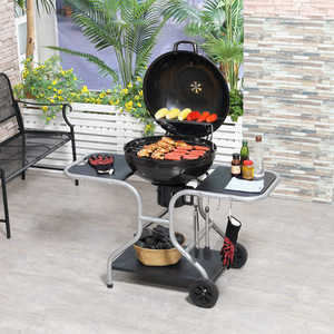 Kettle Grill Charcoal <b>BBQ</b> With <b>Trolley</b> Multifunctional Windproof Outdoor Cooking Equipment - Product Image 1