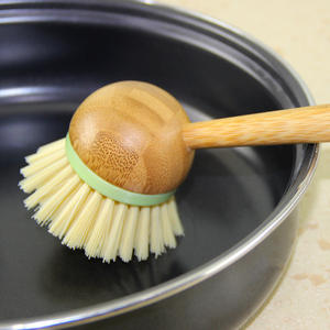 Cerdas de nailon de sisal con mango de bambú natural al por mayor cepillo de limpieza de cocina - Product Image 5