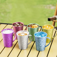 Mug à café en titane Ice Crystal de 12 oz (350 ml), tasse à bière légère en métal Ti avec poignée, gobelets portables pour boissons froides