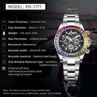 Montre mécanique squelette Pagani Design PD-1777 pour homme, bracelet en acier inoxydable, aiguilles lumineuses, chronographe automatique, montre de business