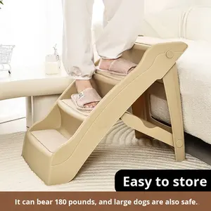 Échelle pliable <span class=keywords><strong>pour</strong></span> animaux de compagnie en plastique <span class=keywords><strong>pour</strong></span> chien et <span class=keywords><strong>chat</strong></span> - Certifiée BPA - Forte capacité de charge - <span class=keywords><strong>Pour</strong></span> lit, canapé et voiture - Product Image 4