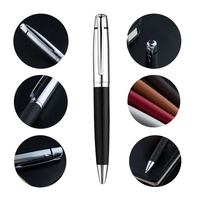 Stylo en cuir PU de luxe avec métal pour hommes d'affaires, design personnalisé, stylo à bille/rouleau