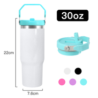 Gobelet isotherme en gros, finition brillante, sublimation, 30 oz, tasse de voyage en acier inoxydable à double paroi isolée avec poignée colorée