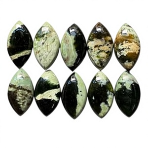 Cabujones de Calcedonia Cromada Natural con Base Plana, Tamaño 9x18 mm, Lote de 10 Piezas, Diseño en Forma de Marquesa, Colección para la Creación de Joyas - Product Image 1