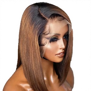 Peluca <span class=keywords><strong>de</strong></span> Cabello Brasileño <span class=keywords><strong>de</strong></span> Alta Calidad, Raíz Oscura, Sin Pegamento, Sedosa, <span class=keywords><strong>Rubia</strong></span>/Rojo Rojizo, con Frente <span class=keywords><strong>de</strong></span> Encaje, Gorro Transpirable, Corte Bob Recto Corto <span class=keywords><strong>de</strong></span> 10 Pulgadas - Product Image 2