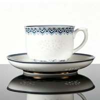 RED LEAF CERAMICS Set Cangkir dan Piring Porselen Motif Bunga Tradisional Cina 2-Piece dengan Pegangan 200ml Ramah Lingkungan Tahan Lama Tahan Panas