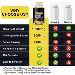 Cápsulas Blandas de Extracto de Raíz de Maca, Ginseng y Ashwagandha, Suplementos Herbales para Hombres Adultos para Mejorar la Energía Masculina - Product Image 4