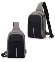 Produit à succès Fournisseur chinois Sac de poitrine pour homme Étanche Fermeture éclair invisible Charge USB Sac de poitrine à bandoulière