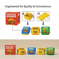 Plateaux en papier sulfurisé personnalisés avec design coloré pour le burger géant cascade de fromage et les frites garnies