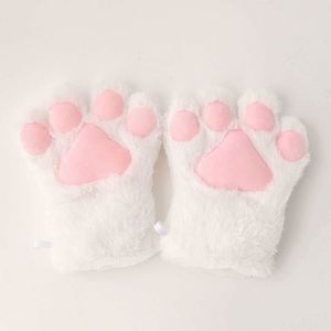 New Women Cartoon <b>Cat</b> Claw Gloves Girls Thickened <b>Plush</b> Lovely Style Bear Paw Exposed Fingers Half Finger Winter Warm Gloves - Product Image 6