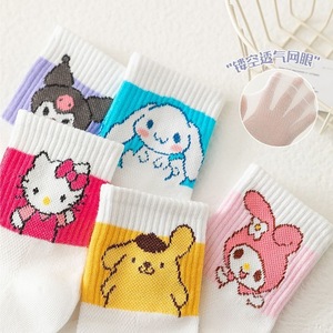 Chaussettes courtes respirantes en maille Kuromi, chaussettes décontractées pour jeunes, motif dessin animé mignon, été, 5 paires - Product Image 2