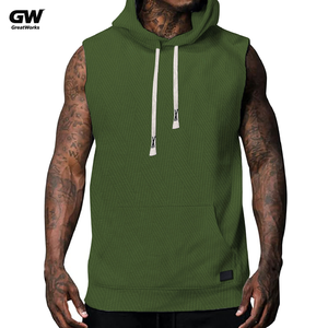 Felpe Senza Maniche con Cappuccio da <span class=keywords><strong>Uomo</strong></span> di Alta Qualità, Personalizzate, Effetto Consumato, in Maglia Pesante 100% Cotone, Vestibilità <span class=keywords><strong>Slim</strong></span> - Product Image 5