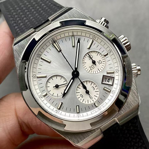 Reloj de Pulsera con Diseño de Obra Maestra Icónica, Esfera Plateada, Acero Inoxidable 316L, Cronógrafo Luminoso, Mecánico Automático, Resistente al Agua, Correa de Goma - Product Image 2