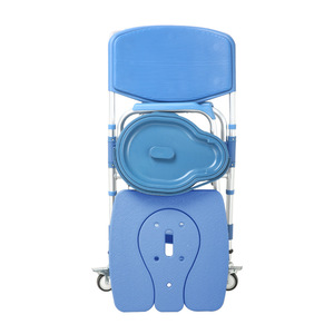 Chaise de toilette à roulettes en alliage d'aluminium, pliable et portable, pour personnes âgées et handicapées, utilisation sous la douche - Product Image 1