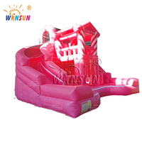 Château gonflable combiné toboggan WINSUN pour enfants, thème crème glacée rose, usage commercial extérieur, certifié CE sans plomb
