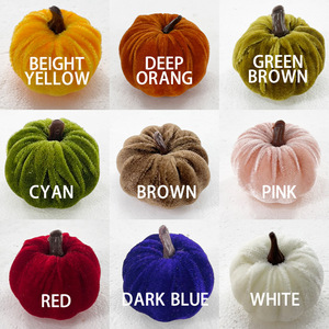 Wholesale Faux Velvet <strong>Pumpkin</strong> Ornament Same Style <strong>Cloth</strong> Wrapped Model for Halloween Thanksgiving New Year - Product Image 2