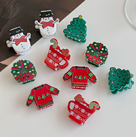 Barrettes à cheveux en acrylique de haute qualité, motif dessin animé de Noël, décoratives et festives, légères et portables