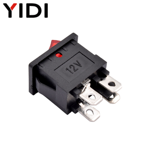 Interruptor de botón pulsador LED de plástico para el hogar, interruptor basculante de encendido y apagado de 4 pines, 6A 250VAC, 220V, rojo, negro, 12V, V, 15x21mm - Product Image 5