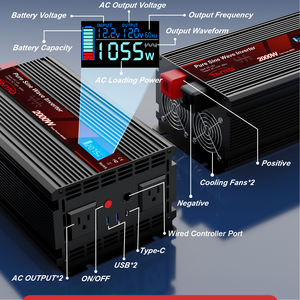 <span class=keywords><strong>Convertisseur</strong></span> de courant Tianmo 2000W à onde sinusoïdale pure, <span class=keywords><strong>convertisseur</strong></span> de courant pour voiture <span class=keywords><strong>12V</strong></span> <span class=keywords><strong>24V</strong></span> 48V vers 120V 220V AC pour camping-car, camion, solaire, extérieur - Product Image 2