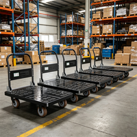 Chariot de plateforme industriel pliable à quatre roues, structure renforcée en acier, OEM, portable, robuste