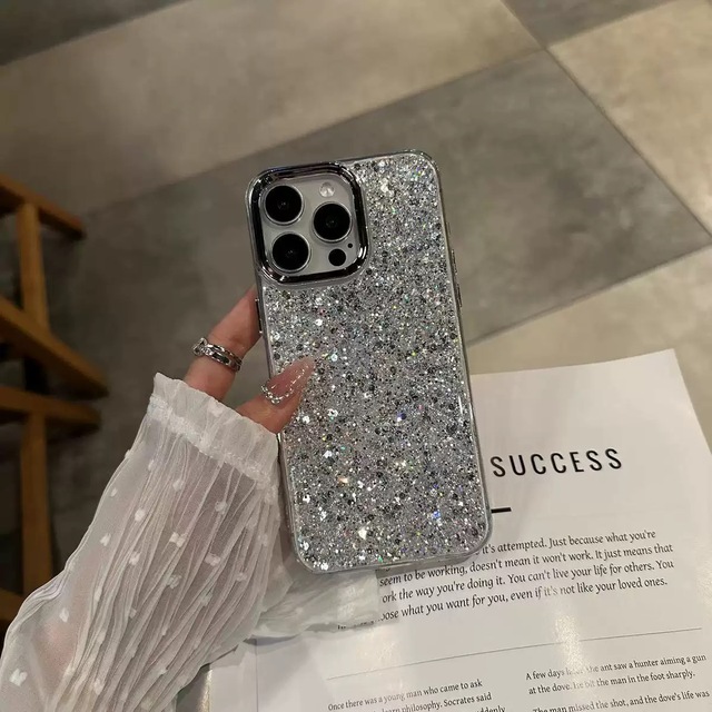 BAILI Factory Fashionable Dazzling Silver Pearlescent Luxury Phone case for Iphone 7 Plus 16 ProMax Starry Sky Mobile Back Cover