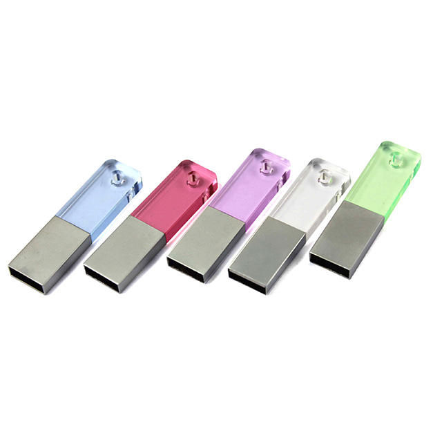 High Quality Customized Acrylic USB Flash Drive 1GB 2GB 4GB LED Pen Drive Metal 8GB 16GB 32GB Gift Box Memory Stick