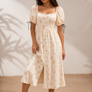 Wholesale Women's Floral Print Knee-Length Sleeveless A-Line Office <b>Dress</b> Tight Waist O-Neck 100% VISCOSE Washable Breathable - Product Image 5